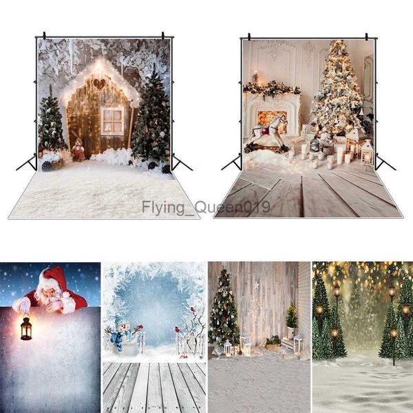 Hintergrundmaterial Weihnachtsbaum Kamin Fotohintergrund Schneemann Fenster Baby Familienporträt Fotografie Hintergrund für Fotostudio Requisiten YQ231003