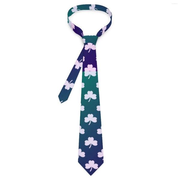 Laços masculinos gravata shamrock pescoço azul verde ombre legal moda colar impresso lazer alta qualidade gravata acessórios