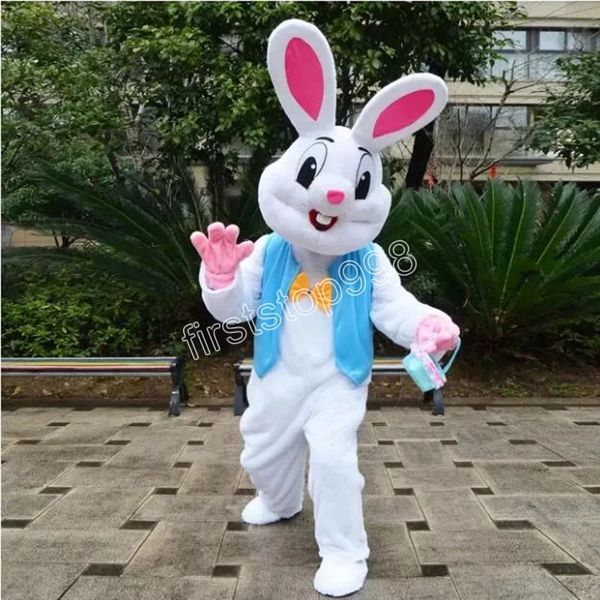 Costume da mascotte di Halloween White Bunny Bugs Costume da cartone animato di alta qualità Personaggio a tema anime Formato adulto Vestito da pubblicità esterna per festa di Natale