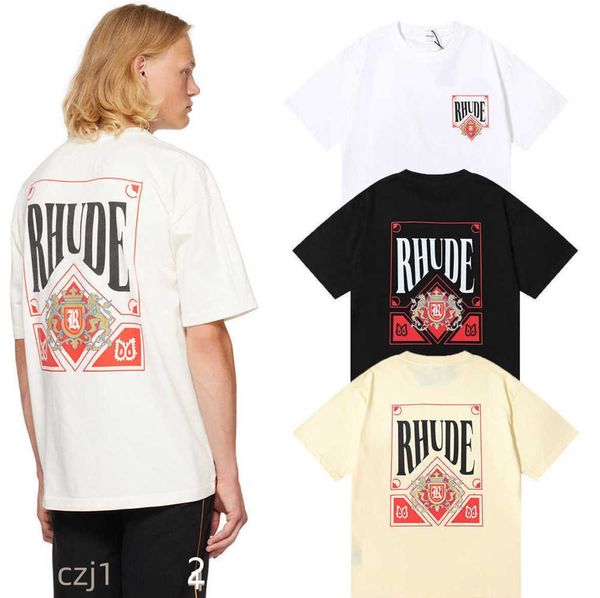 Herrendesigner T -Shirt Rhude Shirt Card Logo Briefed Print Rhude T Shirt Paare für Männer und Frauen T -Shirt Baumwolle ist locker im Sommerhemd eine breite Palette von Stiloptionen