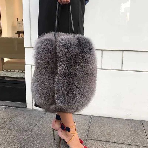 Totes мода имитация Fox Fur Women Bag Baux Fur Sacks Winter New Eco Friendly Murs Tote Mudbag Luxury Женская сумочка 240407