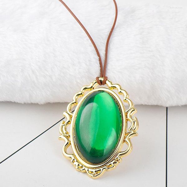 Pingente colares anime violeta eterno jardim colar verde gemstone cristal real corda corrente jóias colar presente para mulheres