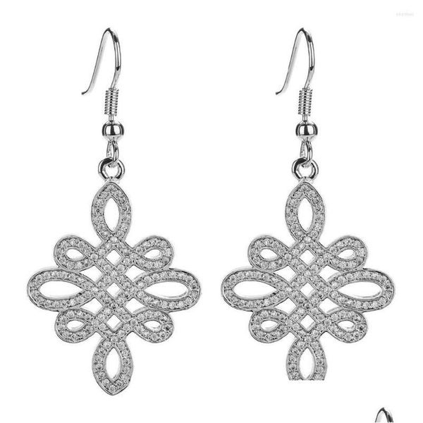 Dangle Chandelier Brincos Nó Chinês Micro Incrustado Com Zircão Gancho de Orelha Presente de Aniversário Noiva Gota 1Pair Entrega Jóias Dhdp6