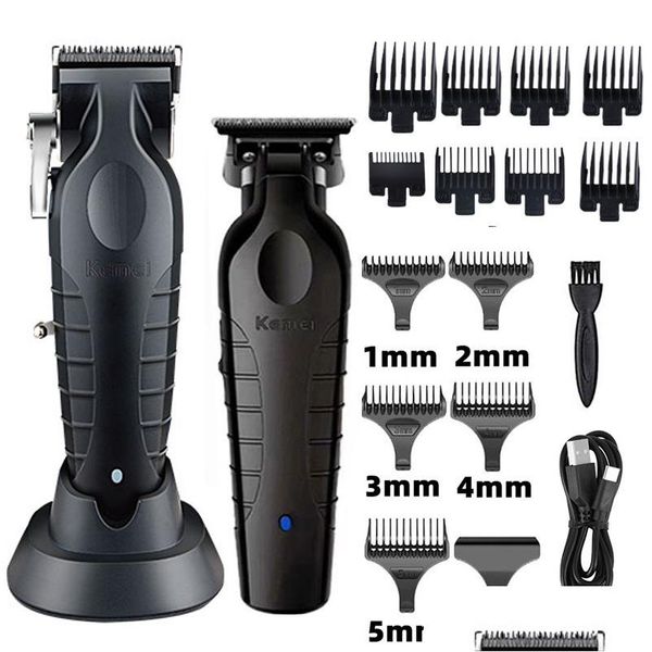 Barbeadores elétricos Kemei 2296 Barbeiro Aparador de cabelo sem fio 0mm Zero Gapped Carving Clipper Detailer Profissional Acabamento Corte Hine Dro Dh0Zf