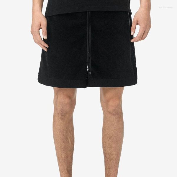 Shorts masculinos verão preto moda feminina fina veludo cintura alta streetwear perna larga oversized simples unisex