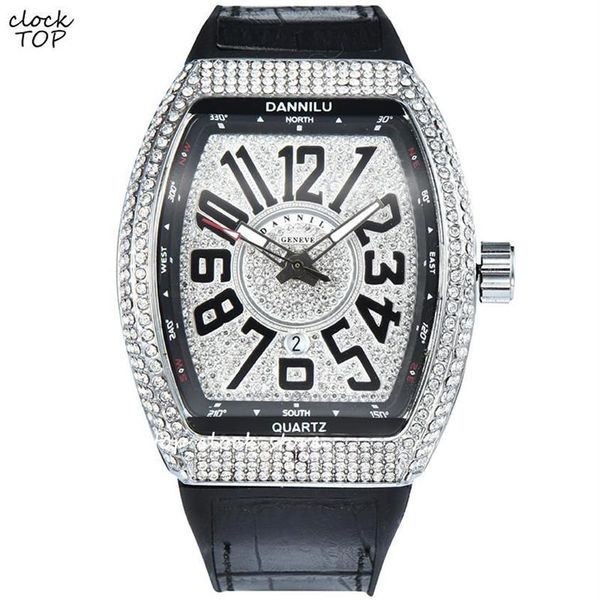 Relógios de pulso casal relógio luxo homens mulheres grande número dial diamante números masculino feminino minimalista relógio gelado caso relógio de pulso l230h