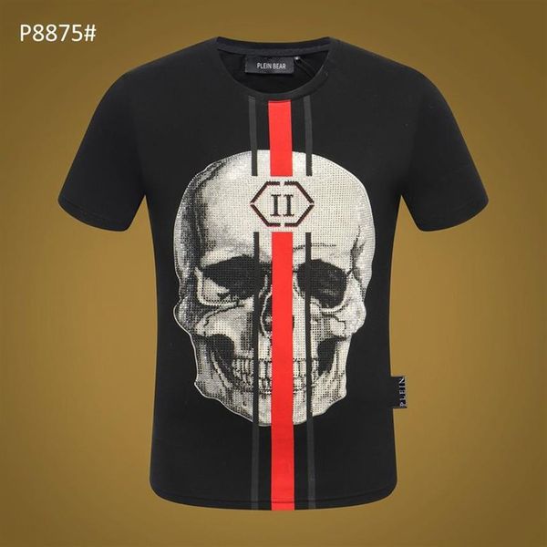 PLEIN BEAR T SHIRT Мужские дизайнерские футболки Брендовая одежда Rhinestone Skull Мужские футболки Классическая высококачественная хип-хоп уличная одежда Ts2613