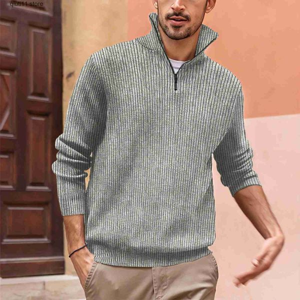 Erkek Sweaters Erkekler Sonbahar Kış Polo Fermuarı Yüksek Yaka Altılar Kazak Erkek Örme Jumpers Sıcak Uzun Kol T231003 T231003