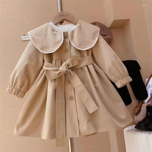 Mantel Kinder Mädchen Mode Puppe Kragen Windjacke 2023 Frühling Und Herbst Koreanische Version Baby Tunika Jacke Mädchen Kleidung