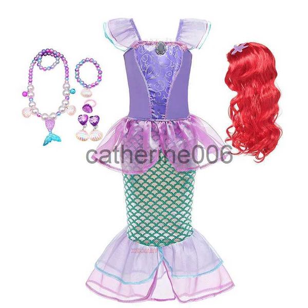 Ocasiões especiais meninas princesa pequena sereia ariel vestido crianças cosplay traje crianças festa de aniversário de natal roupas vestido de verão menina x1004