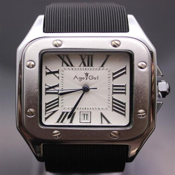 Relógios de pulso homens 100 xl aço inoxidável rosa ouro esporte edição limitada borracha preta prata branco quartzo data relógios1976