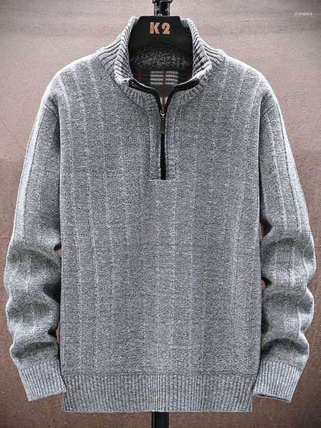 Maglioni da uomo 2023 Primavera Pullover Mezza Cerniera Per Uomo Lavorato A Maglia Felpa Da Uomo Autunno di Colore Solido Dolcevita A273