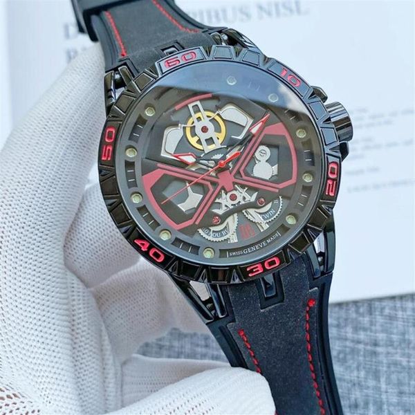 Relógio masculino de luxo com design aranha, mostrador grande, relógio masculino suíço de genebra, marca superior, relógio de pulso de quartzo de alta qualidade, vermelho, azul, preto roge262u