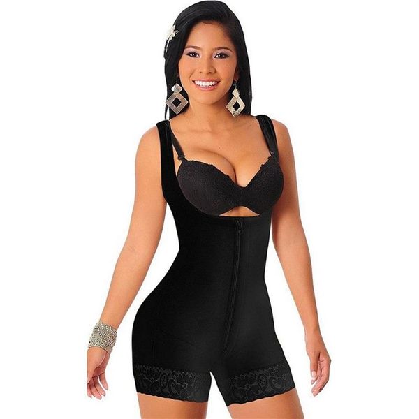 Frauen Post Chirurgie Spitze Saum Volle Bodyshaper Unterbrust Abnehmen Taille Trainer Bauch-steuer Unterwäsche Butt Lifter Latex Zipper Body272e