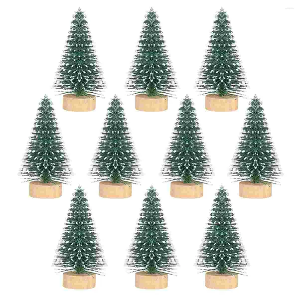 Decorazioni natalizie 10 alberi di pino in miniatura con base in legno per decorazioni di scene artigianato fai da te 5 cm