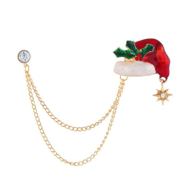 Pins Broches Adorável Natal Broche Boneco de Neve Meias Claus Meias Chapéu Sock Strass Corrente para Mulheres Ano Presente Drop Delivery J Dhy2U