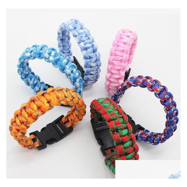 Braccialetti di sopravvivenza Moda Mix Colori Corda Corda Paracord Fibbia Braccialetti militari Sport Gadget da esterno per viaggi Cam Escursionismo Drop Deli Dhn8H