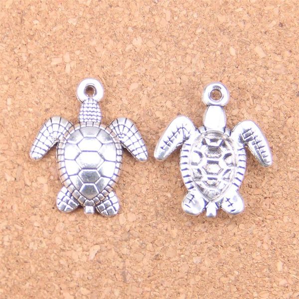 33 pçs antigo prata bronze banhado tartaruga mar encantos pingente diy colar pulseira descobertas 26 23mm202t