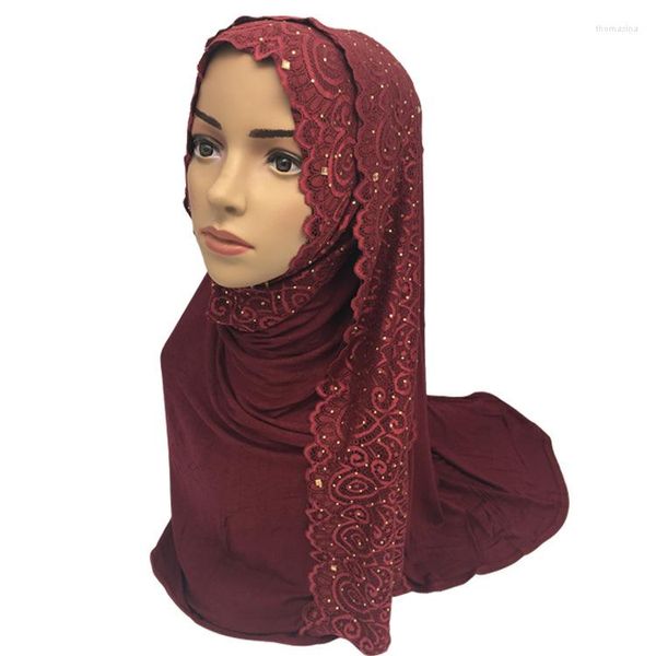 Etnik giysiler renkleri seçebilir moda dantel çiçekler İslami şal sarar Müslüman modal pamuklu düz renkli Arabistan Uzun Eşarp