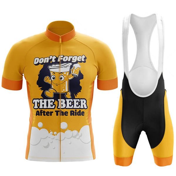 Roupas de ciclismo com padrão de cerveja, homens e mulheres, verão, ciclismo de estrada, mountain bike, camisa de manga curta, macacão respirável pf