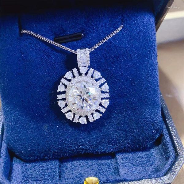 Ketten 5CT Moissanit Diamant Anhänger Euro Amerika Modeschmuck S925 Sterling Silber Halskette Versprechen Frau Hochzeitstag Geschenk
