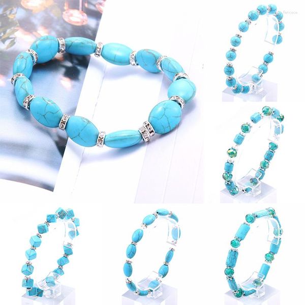 Link pulseiras 2023 teste charme natural pedra contas pulseira azul pingente Strand pulseiras moda feminina jóias