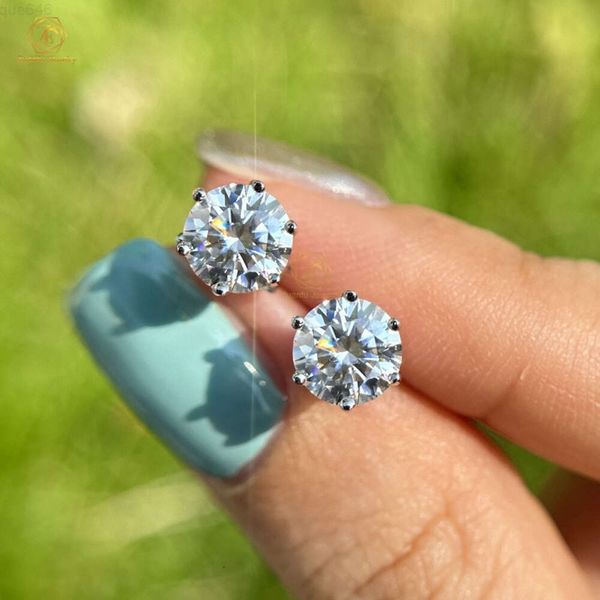 Fabrika Toptan En Kalite Lüks Gümüş Takı Klasik 925 STERLING Gümüş VVS 1CT Moissanite Diamond Women Stud Cüper