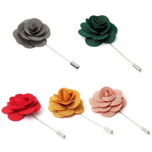 Pins Broschen 1 stück Männer Boutonniere Stoff Garn Pin Brosche Mode Blume Revers Anzug Button Stick Für Drop Lieferung Schmuck Dhzof