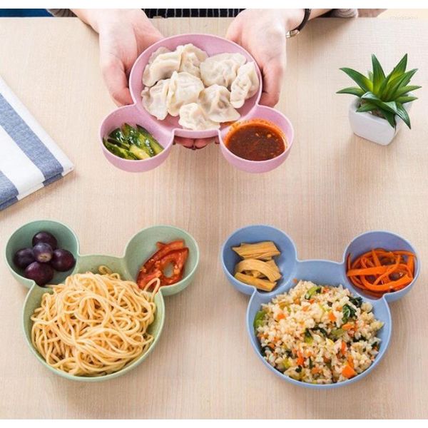 Ciotole Ciotola per bambini Cartoon Mouse Lunch Box Alimentazione del bambino Piatto di plastica per snack Posate Frutta carina Cocco