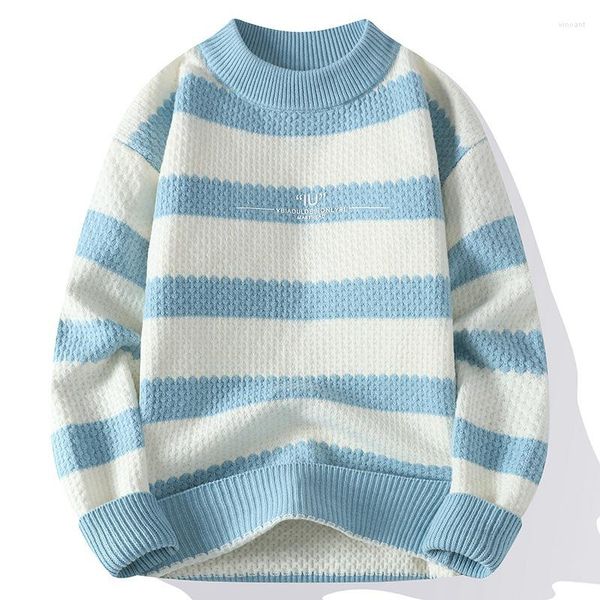 Maglioni da uomo Autunno Inverno maglione lavorato a maglia da uomo Moda 2023 Baggy Striped Maschio Giappone Streetwear Oversize Abbigliamento uomo