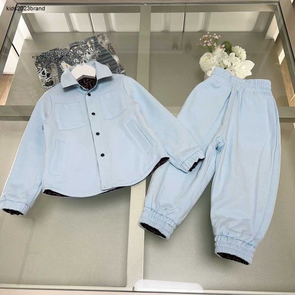 Tute Uso fronte-retro Set autunnale per bambino Taglia 100-160 CM 2 pezzi Camicia a maniche lunghe con colletto polo e pantaloni con stampa completa di lettere Oct05