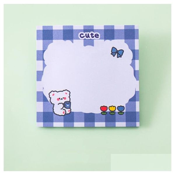 Notas Atacado Pcs / Lote Criativo Urso Menina Memo Pad Sticky Cute N Times Papelaria Etiqueta Notepad Bookmark Post Material Escolar Drop Dhhux