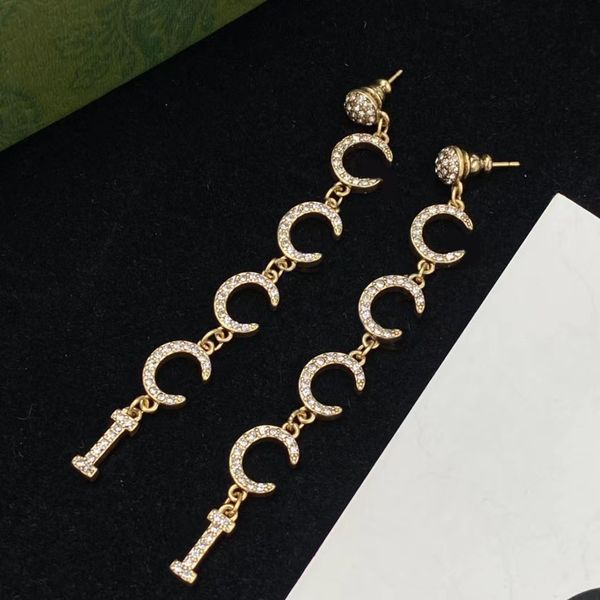 Lettera di diamanti alla moda Orecchini pendenti con lampadario aretes orecchini orecchini pendenti lunghi firmati Gioielli regalo per feste di nozze da donna