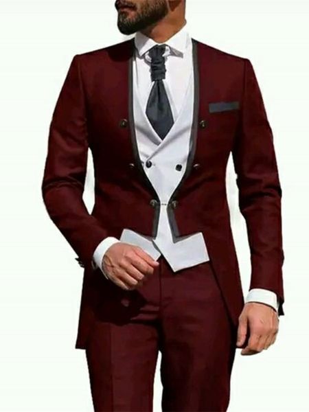 Personalize smoking duplo breasted bonito mandarim lapela noivo smoking ternos masculinos casamento/baile de formatura/jantar homem blazer jaqueta 1261118