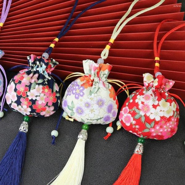 Mücevher Torbaları Bez püskül çok renkli kolyeler kasa çiçek desen Çin tarzı saklama çantası çanta çantası boş poşet kadınları