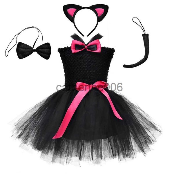 Besondere Anlässe Tonlinker Mädchen Halloween Tier Katze Kostüm Set Weihnachten Kindergeburtstag Party Schwarz Mesh Tutu Kleid Maus Spinne Cosplay Kostüm x1004