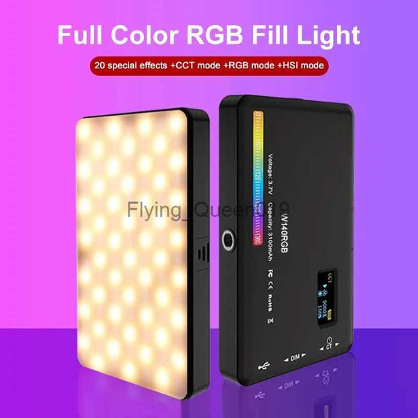 Flash Heads W140 LED RGB Renk Video Işığı 2500-9000K 8W 3100mAH Fotoğrafçılık Kamera Işık DSLR SLR SLR Kamera Lambası YQ231003