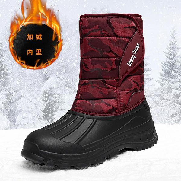 Botas Winte Unisexr Mulheres Neve Impermeável Caminhadas Sapatos Quentes Pele Mid-Bezerro Pato para Escalada Ao Ar Livre Botas de Hombre