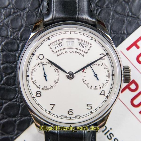 Neue V2-Upgrade-Version DMF Portugieser 503501 Weißes Zifferblatt Power Reserve 52850 Automatik-Herrenuhr Edelstahlgehäuse Lederarmband Spo2300