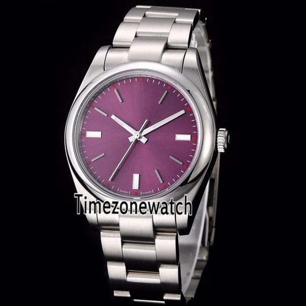 Nuovo 114300 Miyota 8215 orologio automatico da uomo cassa in acciaio quadrante viola bracciale in acciaio inossidabile orologi in zaffiro 39mm 4 colori Timezone253C