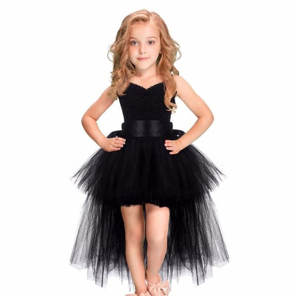 Vestito dal tutu Neonate Ragazzi Vestito da ballo Cinturino Nuovo 2019 Bianco Nero Fiore rosa Tutu Fatto a mano Principessa Fluffy Morbido Abito in tulle a rete J2629