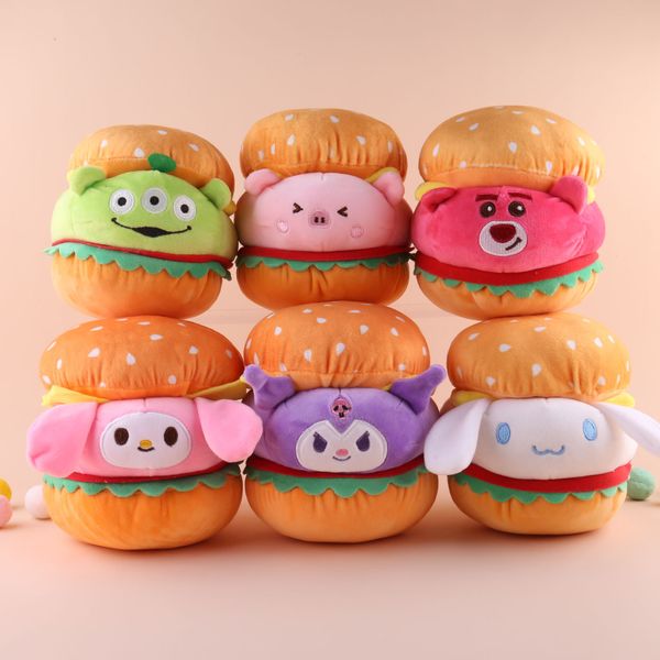 Premi per la macchina della bambola del regalo di festa del compagno di giochi del giocattolo della peluche dell'hamburger sveglio all'ingrosso del maialino