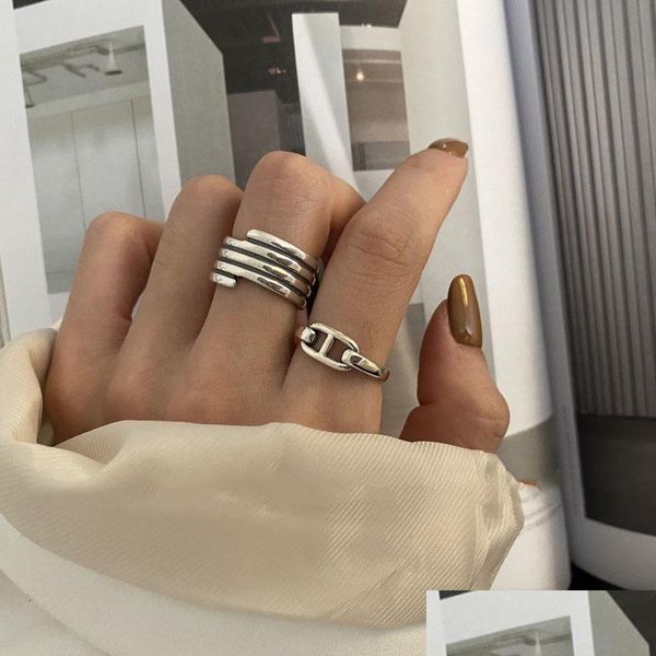 Cluster Ringe 2022 Vintage Silber Farbe Spirale für Frauen Mode Boutique Metall Designer Schmuck Valentinstag Geschenk Großhandel Drop Lieferung Dhvez