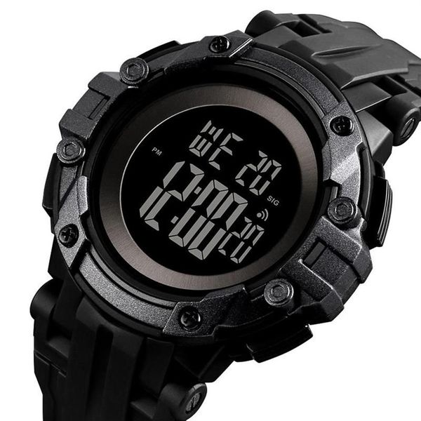 Черные мужские цифровые часы, светящиеся, 50 м, водонепроницаемые, спортивные, противоударные, будильник, мужские электронные часы, Reloj Hombre 1545 Wris295s