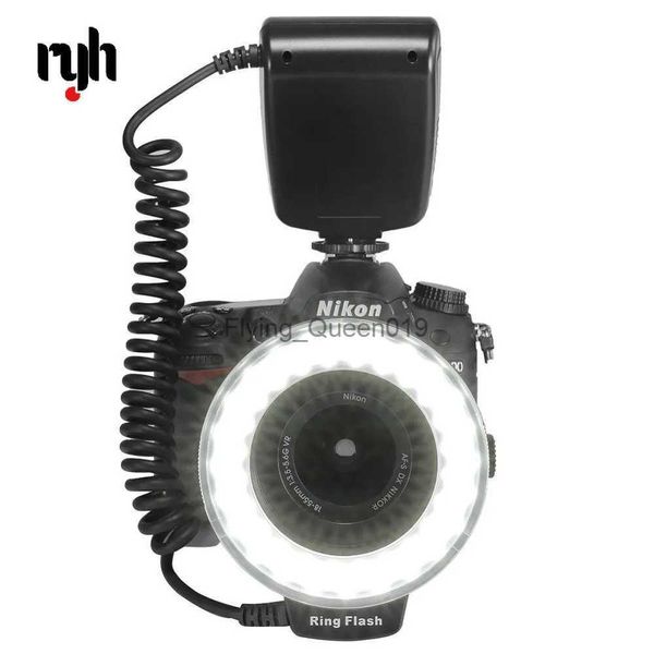 Blitzköpfe RYH 48-teiliges Makro-LED-Ringblitzbündel mit 8 Adapterringen für Pentax Olympus Panasonic DSLR-Spiegelreflexkamera RF-550D YQ231003