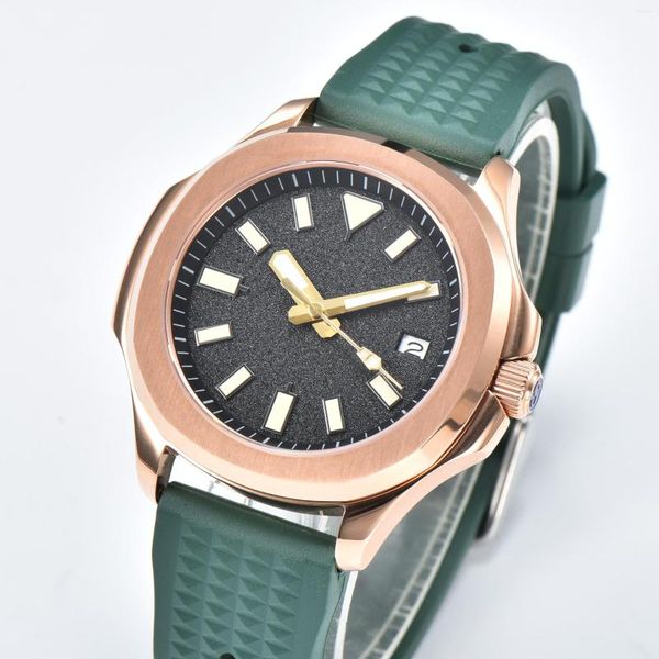 Relógios de pulso Luxo 40mm Relógio Masculino Automático NH35 Skx 007 Rose Gold Case Impermeável Relógio de Vidro Safira