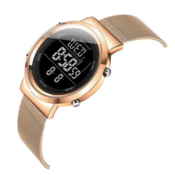 Edelstahl Digitaluhr Frauen Sportuhren Elektronische Led Damen Armbanduhr Für Frauen Uhr Weibliche Armbanduhr Wasserdicht V319I