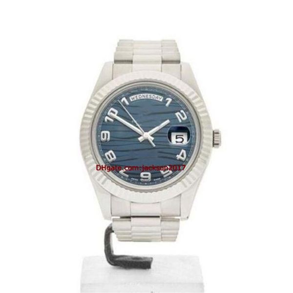 Presente de Natal de alta qualidade relógios de pulso relógio masculino Blue Wave dial II 18K WHITE GOLD WATCH 218239 41MM2625