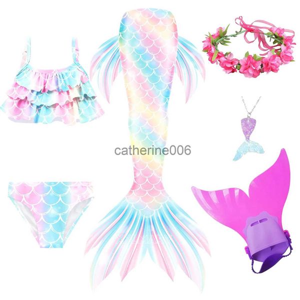 Occasioni speciali 2023 RAGAZZE GIURNI Mermaid coda costumi Cosplay Cosplay Bambini Princess Swimsuit Fantasy Beach Bikini può aggiungere Monofin Fin X1004