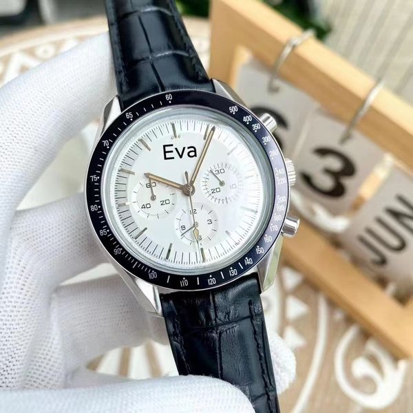 Haima Erkekler Watch VK Pil 42mm 904L Premium Cowhide Band ve yüksek kalite sağlamak için net bir ölçekli arama